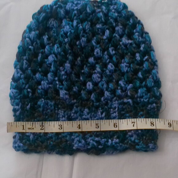Handmade Accessories - CROCHETED MESSY BUN HAT  Blue/Teal